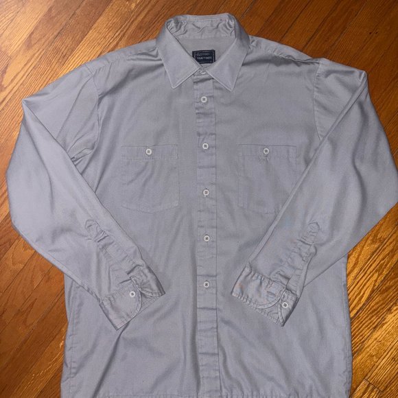 Vintage Arrow Trapping Light Grey Button Up Shirt L - Picture 4 of 7